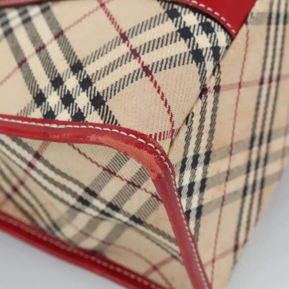 BURBERRY Nova Check Blue Label Hand Bag Canvas Beige Auth ac3491 - Picture 12 of 16